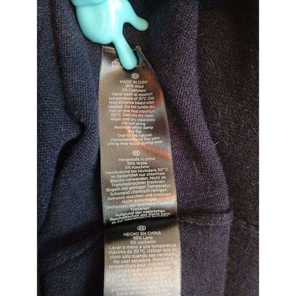 Hobbs London Dress Women's 2 Navy Wool Cashmere Mock Neck Sleeveless Minimalist - Picture 5 of 5